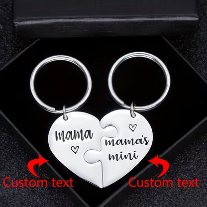 Personalized Heart Puzzle Keychain Set